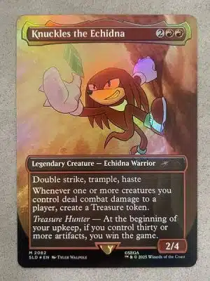 knuckles mtg card the Echidna [2082] [Borderless] [Secret Lair X Sonic: Friends and Foes] [Secret Lair Drop] [Foil]  Face to Face Games From the Magic Knuckles the Echidna MTG Proxy
